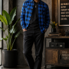 Mens Tartan Check Shirts Lumberjack Flannel Style by Janeo British Apparel. Queen Royal Blue - Thumbnail Image 3