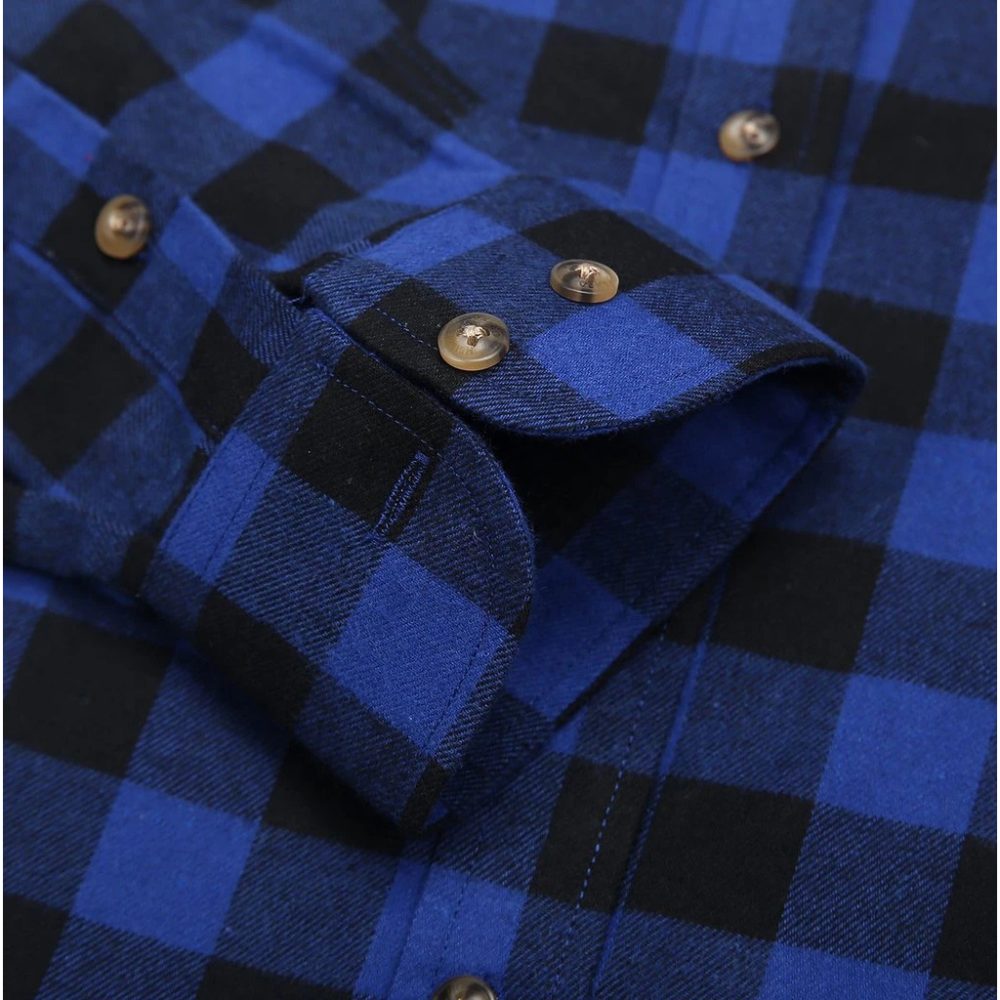 Mens Tartan Check Shirts Lumberjack Flannel Style by Janeo British Apparel. Queen Royal Blue - Image 8