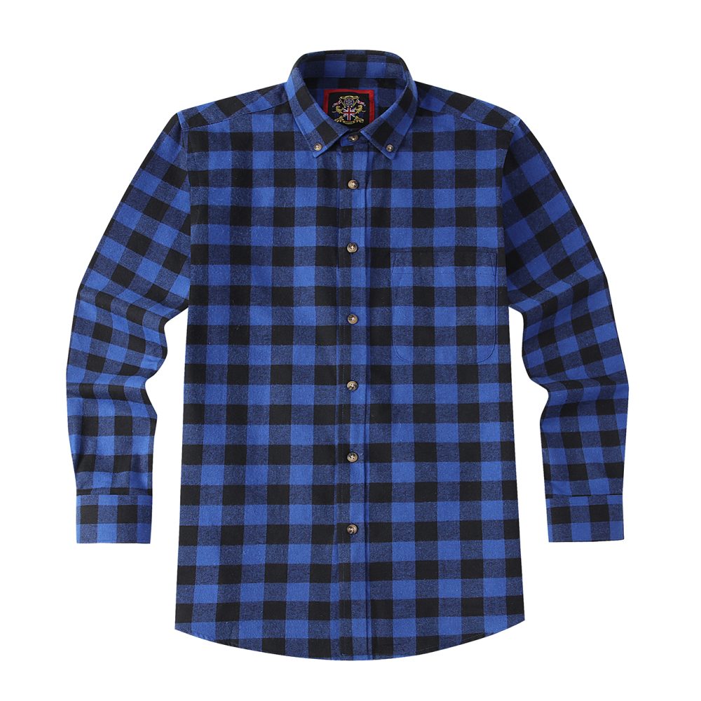 Mens Tartan Check Shirts Lumberjack Flannel Style by Janeo British Apparel. Queen Royal Blue - Image 5