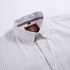 Cool Grey - Mens Long Sleeve Stripe Oxford Shirt. The Kensington Button Down Collar & Pocket. Authentic Oxford Fabric - Thumbnail Image 8