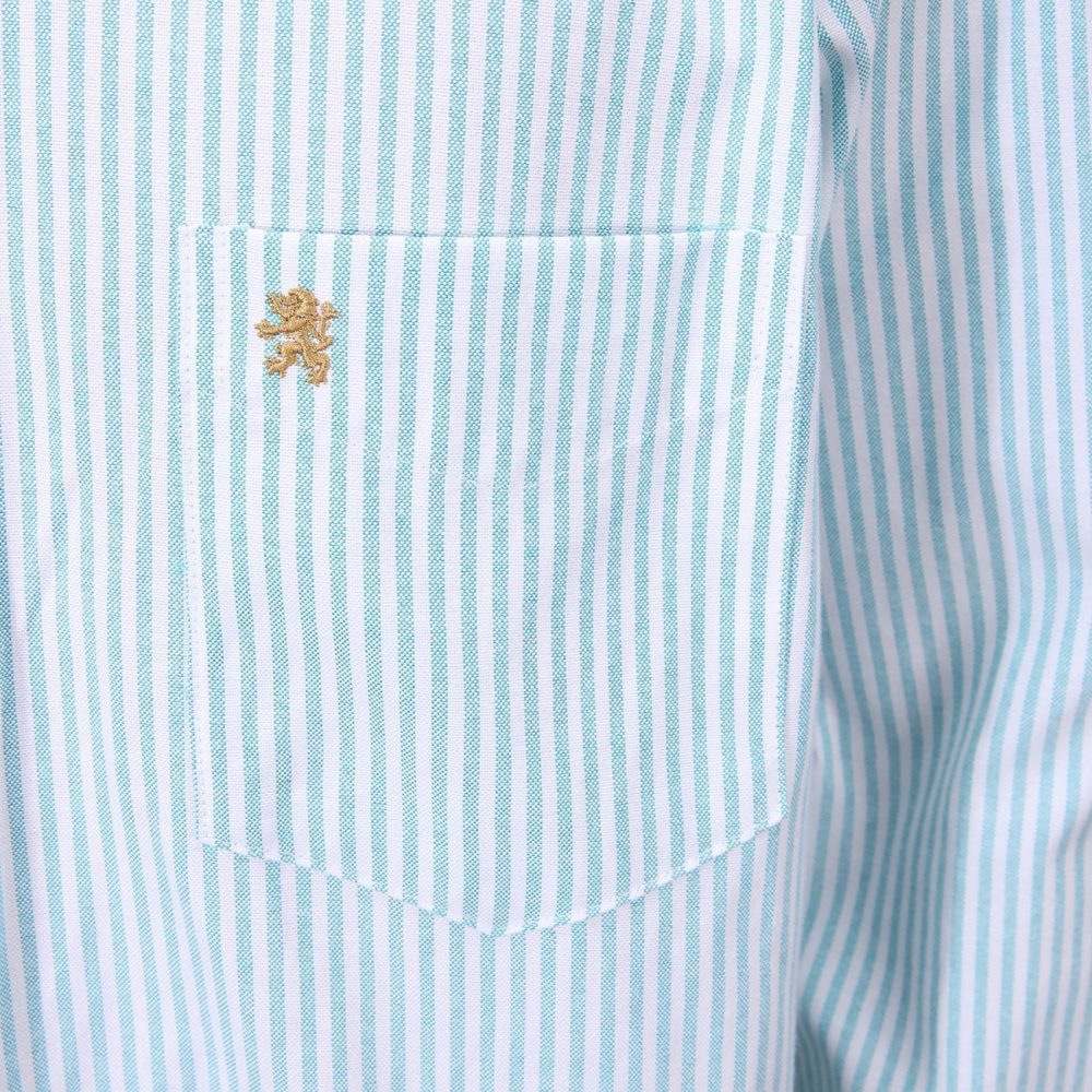 Paris Mint - Mens Long Sleeve Stripe Oxford Shirt. The Kensington Button Down Collar & Pocket. Authentic Oxford Fabric - Image 6