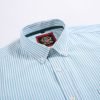 Paris Mint - Mens Long Sleeve Stripe Oxford Shirt. The Kensington Button Down Collar & Pocket. Authentic Oxford Fabric - Thumbnail Image 8