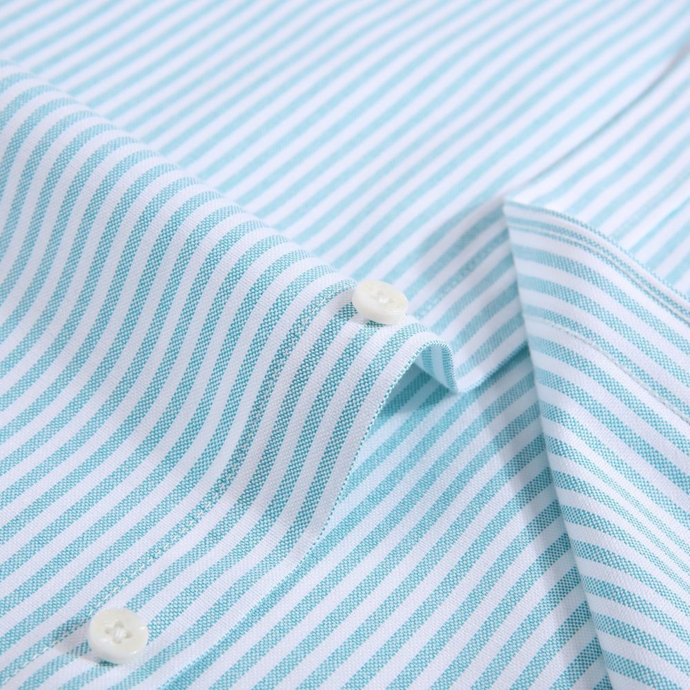 Paris Mint - Mens Long Sleeve Stripe Oxford Shirt. The Kensington Button Down Collar & Pocket. Authentic Oxford Fabric - Image 10