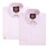The Canterbury Self Stripe Mens Pink Shirt, Business Formal Dress Office Wedding, Single & Double Cuff Option. (Discontinued Style) - Thumbnail Image 4