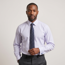 The Canterbury Self Stripe Mens Shirt, Business Formal Dress Office Wedding, Single & Double Cuff Option. Lavender. (Discontinued Style, Very Limited Stocks, On Sale Great Buy)