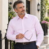 The Canterbury Self Stripe Mens Pink Shirt, Business Formal Dress Office Wedding, Single & Double Cuff Option. (Discontinued Style) - Thumbnail Image 1