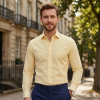 Windsor Fine Stripe Formal Shirt, Single Cuff Long Sleeve, Traditional Tailoring, Casual, Special Occasion. Lemon - Thumbnail Image 2