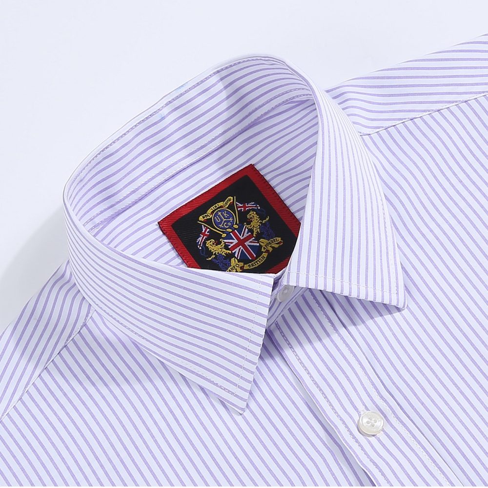 Windsor Fine Stripe Formal Shirt, Double & Single Cuff Long Sleeve, Traditional Tailoring, Casual, Special Occasion. Lavender - Image 10