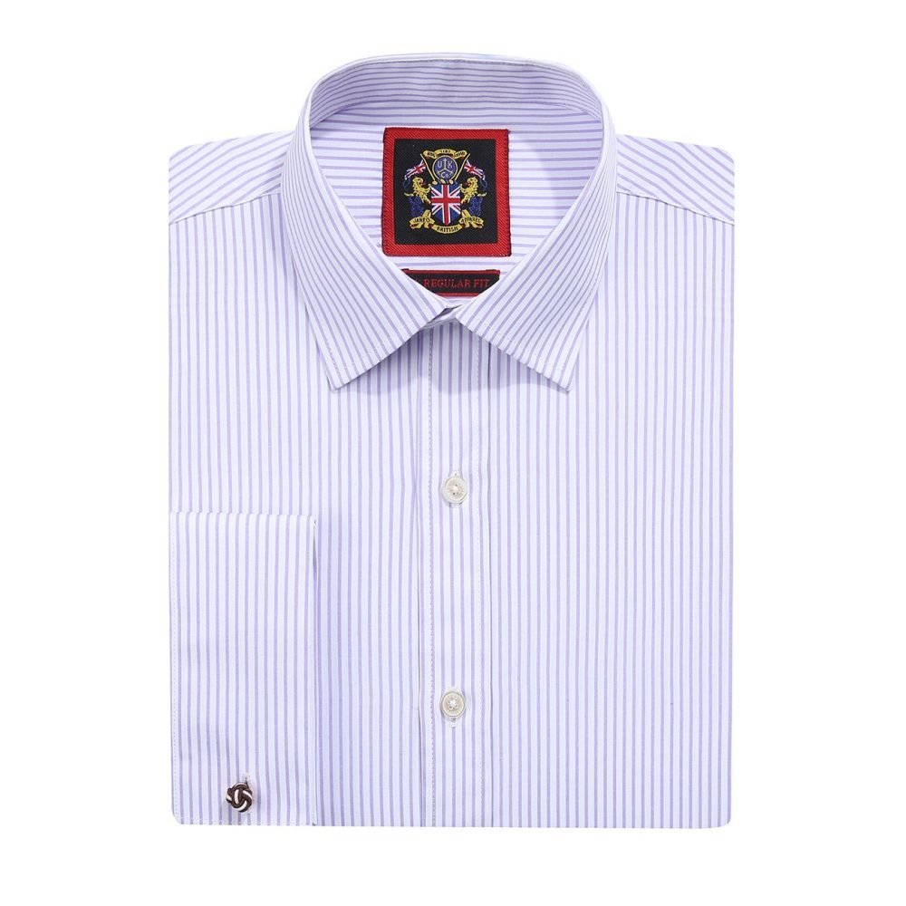 Windsor Fine Stripe Formal Shirt, Double & Single Cuff Long Sleeve, Traditional Tailoring, Casual, Special Occasion. Lavender - Image 7
