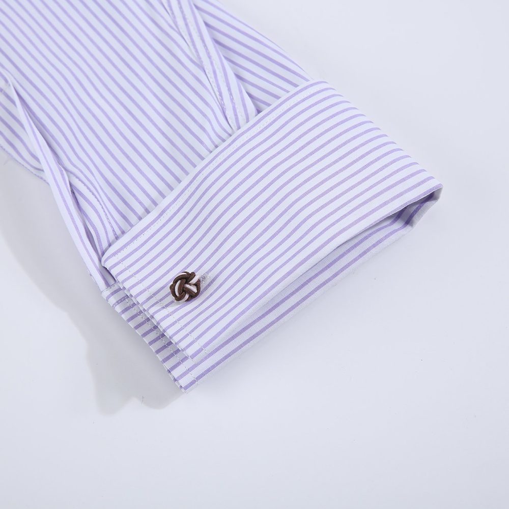 Windsor Fine Stripe Formal Shirt, Double & Single Cuff Long Sleeve, Traditional Tailoring, Casual, Special Occasion. Lavender - Image 8