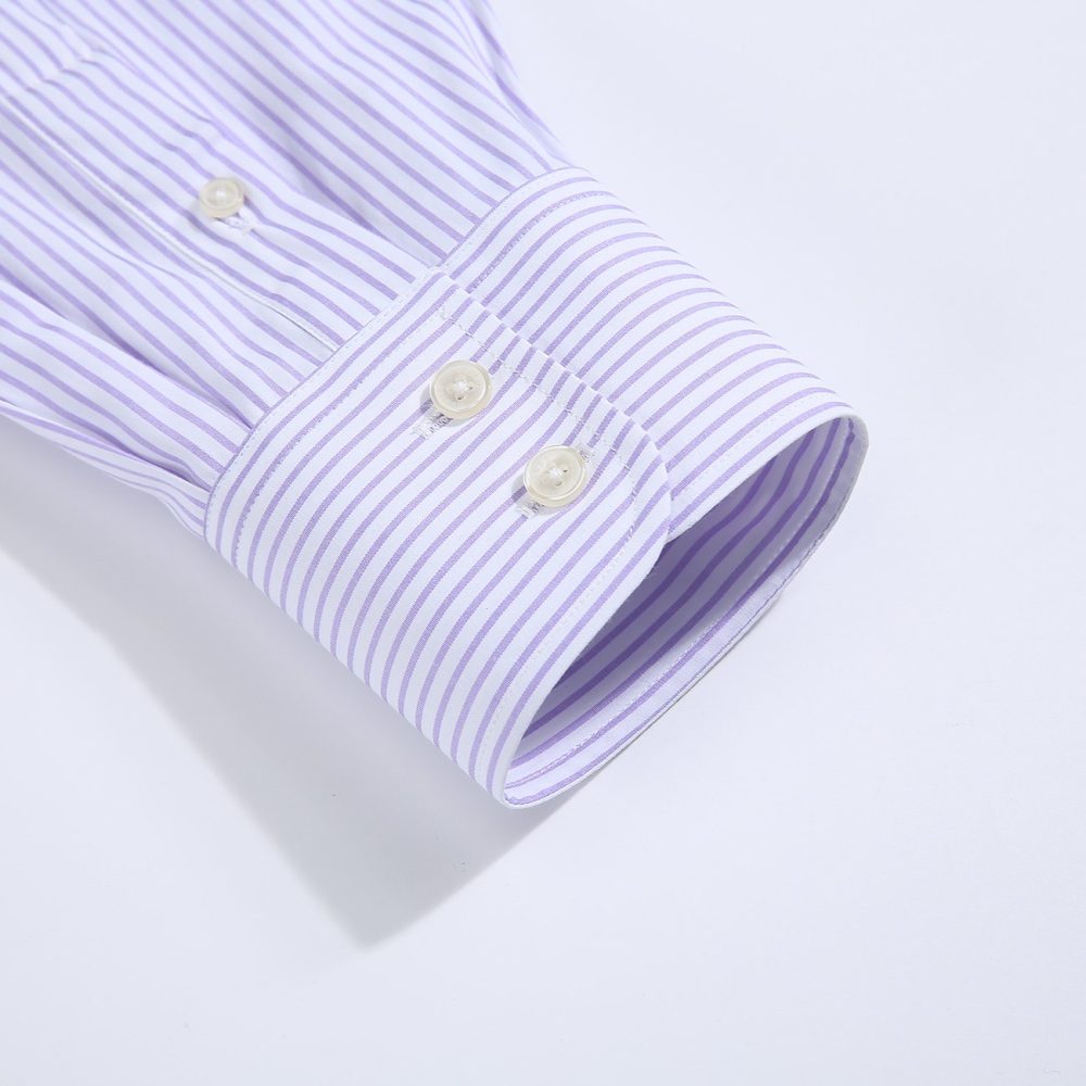 Windsor Fine Stripe Formal Shirt, Double & Single Cuff Long Sleeve, Traditional Tailoring, Casual, Special Occasion. Lavender - Image 9