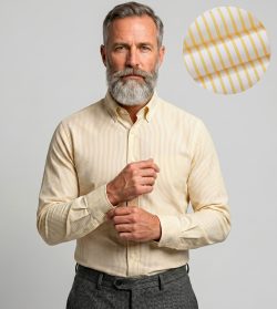 Windsor Fine Stripe Formal Shirt, Single Cuff Long Sleeve, Traditional Tailoring, Casual, Special Occasion. Lemon