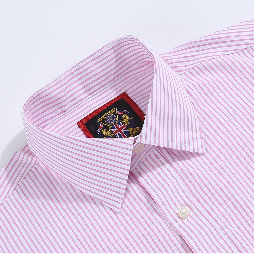 Windsor Fine Stripe Formal Shirt, Double & Single Cuff Long Sleeve, Traditional Tailoring, Casual, Special Occasion. Pink - Image 11