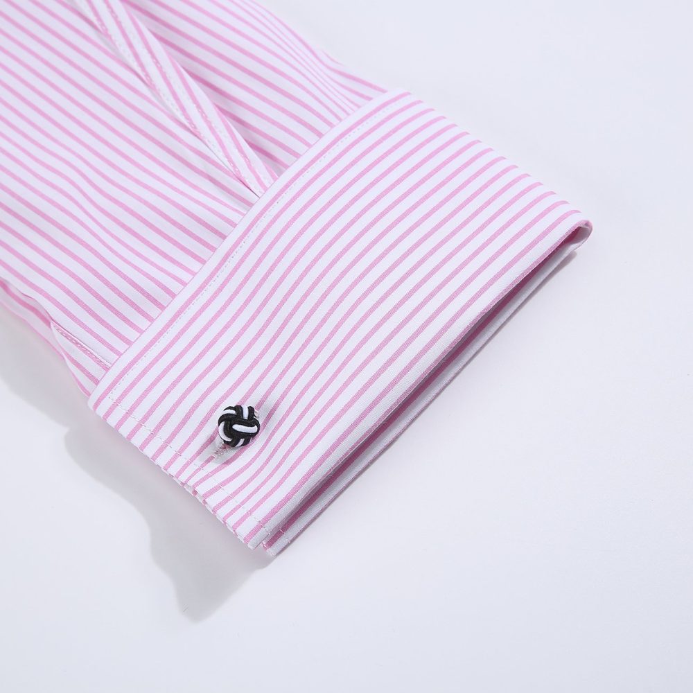 Windsor Fine Stripe Formal Shirt, Double & Single Cuff Long Sleeve, Traditional Tailoring, Casual, Special Occasion. Pink - Image 8