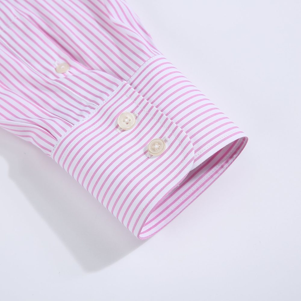 Windsor Fine Stripe Formal Shirt, Double & Single Cuff Long Sleeve, Traditional Tailoring, Casual, Special Occasion. Pink - Image 10