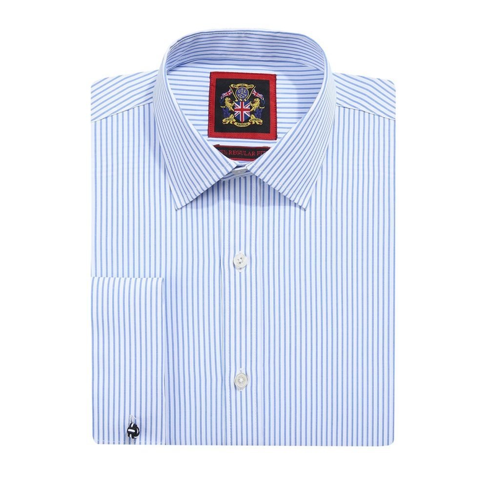 Windsor Fine Stripe Formal Shirt, Double & Single Cuff Long Sleeve, Traditional Tailoring, Casual, Special Occasion. Sky Blue - Image 7