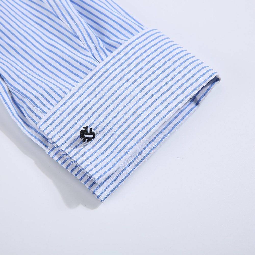 Windsor Fine Stripe Formal Shirt, Double & Single Cuff Long Sleeve, Traditional Tailoring, Casual, Special Occasion. Sky Blue - Image 8