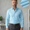 Windsor Fine Stripe Formal Shirt, Double & Single Cuff Long Sleeve, Traditional Tailoring, Casual, Special Occasion. Kingfisher - Thumbnail Image 1