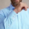 Windsor Fine Stripe Formal Shirt, Double & Single Cuff Long Sleeve, Traditional Tailoring, Casual, Special Occasion. Kingfisher - Thumbnail Image 3
