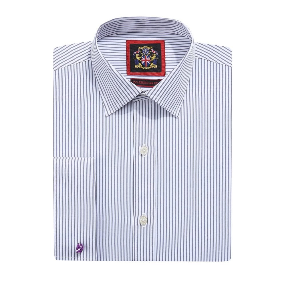 Windsor Fine Stripe Formal Shirt, Double & Single Cuff Long Sleeve, Traditional Tailoring, Casual, Special Occasion. Grey - Image 6