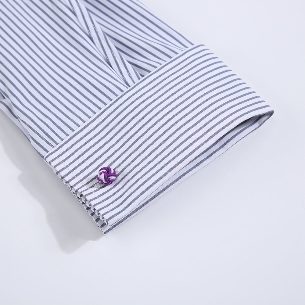 Windsor Fine Stripe Formal Shirt, Double & Single Cuff Long Sleeve, Traditional Tailoring, Casual, Special Occasion. Grey - Image 7