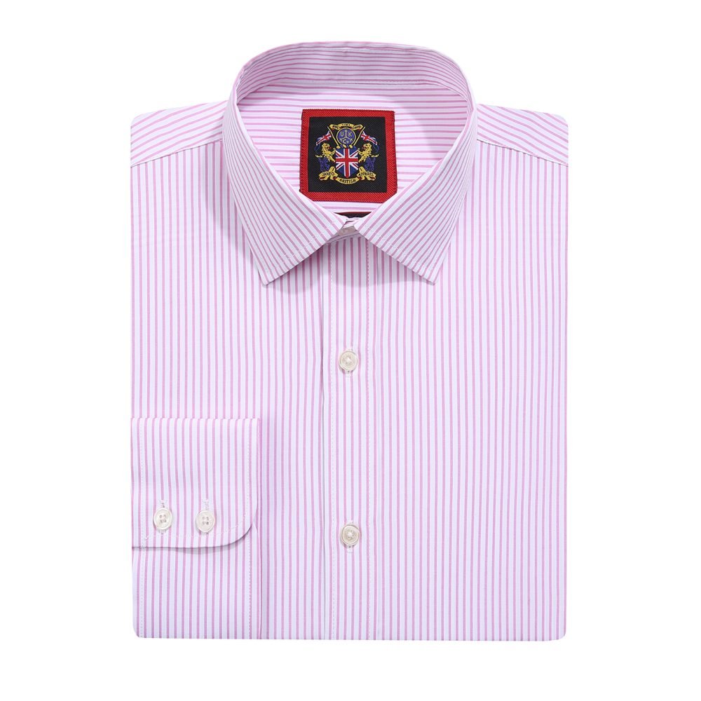 Windsor Fine Stripe Formal Shirt, Double & Single Cuff Long Sleeve, Traditional Tailoring, Casual, Special Occasion. Pink - Image 9
