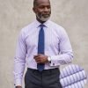 Windsor Fine Stripe Formal Shirt, Double & Single Cuff Long Sleeve, Traditional Tailoring, Casual, Special Occasion. Lavender - Thumbnail Image 1