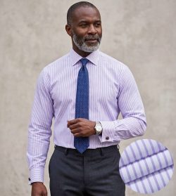 Windsor Fine Stripe Formal Shirt, Double & Single Cuff Long Sleeve, Traditional Tailoring, Casual, Special Occasion. Lavender