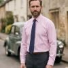 Windsor Fine Stripe Formal Shirt, Double & Single Cuff Long Sleeve, Traditional Tailoring, Casual, Special Occasion. Pink - Thumbnail Image 2