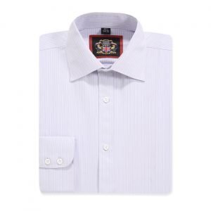 The Canterbury Self Stripe Mens Shirt, Business Formal Dress Office Wedding, Single & Double Cuff Option. Lavender. (Discontinued Style, Very Limited Stocks, On Sale Great Buy) - Image 4