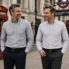 Twin Pack of Plain & Strips Shirts, The English Oxford Mens Long Sleeve Shirt, Button Down Collar & Pocket. Cool Grey - Thumbnail Image 1
