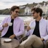Twin Pack of Plain & Strips Shirts, The English Oxford Mens Long Sleeve Shirt, Button Down Collar & Pocket. Calm Me Lavender - Thumbnail Image 3