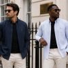 Twin Pack of Plain & Strips Shirts, The English Oxford Mens Long Sleeve Shirt, Button Down Collar & Pocket. Navy - Thumbnail Image 3