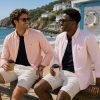 Twin Pack of Plain & Strips Shirts, The English Oxford Mens Long Sleeve Shirt, Button Down Collar & Pocket. Somerset Peachy Peach - Thumbnail Image 3