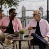 Twin Pack of Plain & Strips Shirts, The English Oxford Mens Long Sleeve Shirt, Button Down Collar & Pocket. Crayo'ola Red - Thumbnail Image 3