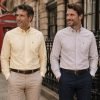 Twin Pack of Plain & Strips Shirts, The English Oxford Mens Long Sleeve Shirt, Button Down Collar & Pocket. Mellow Lemon - Thumbnail Image 1