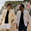 Twin Pack of Plain & Strips Shirts, The English Oxford Mens Long Sleeve Shirt, Button Down Collar & Pocket. Mellow Lemon - Thumbnail Image 2