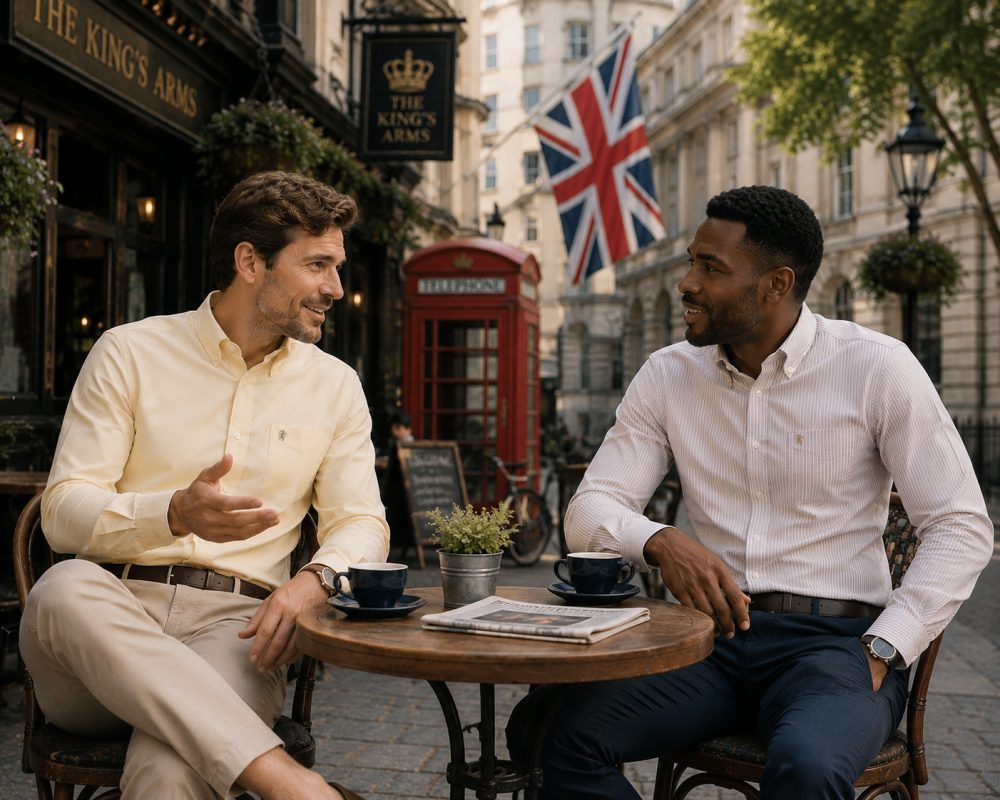 Twin Pack of Plain & Strips Shirts, The English Oxford Mens Long Sleeve Shirt, Button Down Collar & Pocket. Mellow Lemon - Image 3