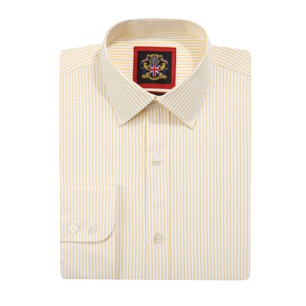 Windsor Fine Stripe Formal Shirt, Single Cuff Long Sleeve, Traditional Tailoring, Casual, Special Occasion. Lemon - Image 6