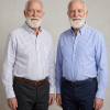 The Elizabeth Stripes Shirts (Twin Pack), Mens Oxford Stripe Shirt Button Down Collar Office or Casual, Ocean Blue - Thumbnail Image 1