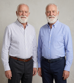 The Elizabeth Stripes Shirts (Twin Pack), Mens Oxford Stripe Shirt Button Down Collar Office or Casual, Ocean Blue