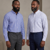 The Elizabeth Stripes Shirts (Twin Pack), Mens Oxford Stripe Shirt Button Down Collar Office or Casual, Denim Blue - Thumbnail Image 1