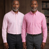 The Elizabeth Stripes Shirts (Twin Pack), Mens Oxford Stripe Shirt Button Down Collar Office or Casual, Vintage Pink - Thumbnail Image 1