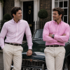 The Elizabeth Stripes Shirts (Twin Pack), Mens Oxford Stripe Shirt Button Down Collar Office or Casual, Vintage Pink - Thumbnail Image 2