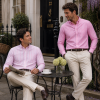 The Elizabeth Stripes Shirts, Mens Oxford Stripe Shirt Button Down Collar Office or Casual, (Vintage Pink | Bold Stripe) - Thumbnail Image 4