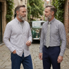 The Elizabeth Stripes Shirts, Mens Oxford Stripe Shirt Button Down Collar Office or Casual, (City Grey | White Stripe) - Thumbnail Image 4