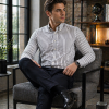 The Elizabeth Stripes Shirts, Mens Oxford Stripe Shirt Button Down Collar Office or Casual, (City Grey | White Stripe) - Thumbnail Image 3