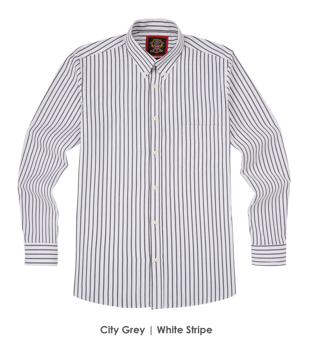 The Elizabeth Stripes Shirts, Mens Oxford Stripe Shirt Button Down Collar Office or Casual, (City Grey | White Stripe) - Image 6