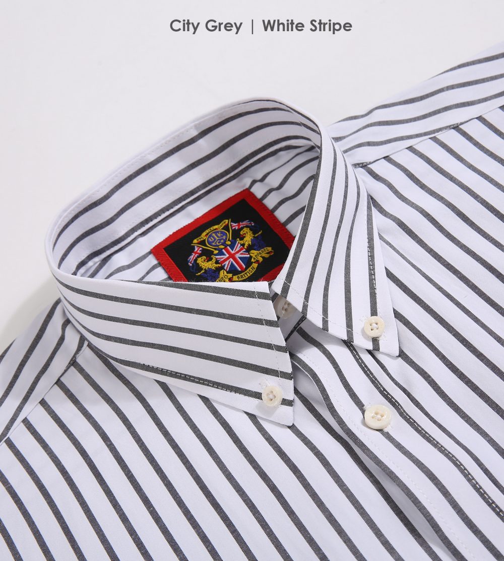 The Elizabeth Stripes Shirts, Mens Oxford Stripe Shirt Button Down Collar Office or Casual, (City Grey | White Stripe) - Image 7