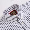 The Elizabeth Stripes Shirts, Mens Oxford Stripe Shirt Button Down Collar Office or Casual, (City Grey | White Stripe) - Thumbnail Image 7